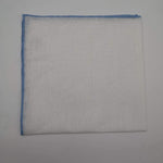 Cruciani & Bella 60%Linen and 40% Cotton Hand-rolled  -  Pocket Square White and Light Blue Handmade in Italy 39 cm X 39cm #4561