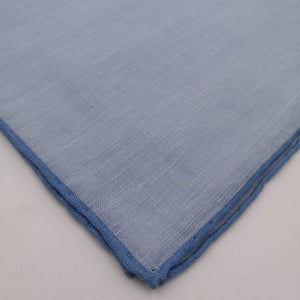 Cruciani & Bella 60%Linen 40% Cotton Hand-rolled  -  Pocket Square Light Blue  Handmade in Italy 39 cm X 39cm #4562