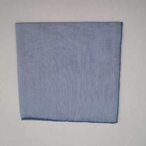 Cruciani & Bella 60%Linen 40% Cotton Hand-rolled  -  Pocket Square Light Blue  Handmade in Italy 39 cm X 39cm #4562