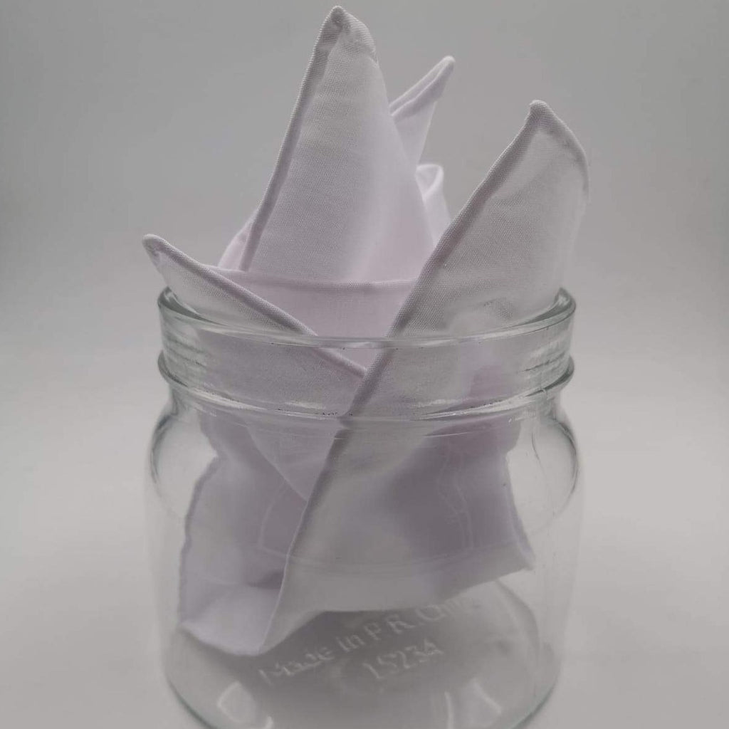 Cruciani & Bella 100% Cotton Hand-rolled  -  Pocket Square White  Handmade in Italy 33 cm X 33cm #3407