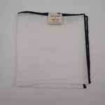 Cruciani & Bella 100% Linen Hand-rolled  -  Pocket Square White and Brown Handmade in Italy 31 cm X 31cm #2134