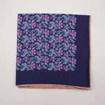 Cruciani & Bella Hand-rolled   100% Silk Blue and Pink Double Faces Patterned  Motif  Pocket Square Made in England 31 cm X 31 cm #5738