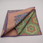 Cruciani & Bella Hand-rolled   100% Silk Pink and Light Blue Double Faces Patterned  Motif  Pocket Square Made in England 31 cm X 31 cm #5739