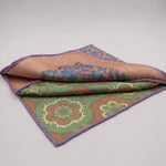 Cruciani & Bella Hand-rolled   100% Silk Pink and Light Blue Double Faces Patterned  Motif  Pocket Square Made in England 31 cm X 31 cm #5739