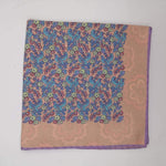 Cruciani & Bella Hand-rolled   100% Silk Pink and Light Blue Double Faces Patterned  Motif  Pocket Square Made in England 31 cm X 31 cm #5739