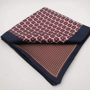 Cruciani & Bella 100% Silk Blue, White and Brown Double Floreal Motif Pocket Square Double Faces Made in Italy 33 cm X 33 cm #6153