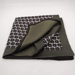 Cruciani & Bella 100% Silk Dark Green ,Green and White Double Floreal Motif Poket Square Double Faces Made in Italy 33 cm X 33 cm #6152