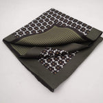 Cruciani & Bella 100% Silk Dark Green ,Green and White Double Floreal Motif Poket Square Double Faces Made in Italy 33 cm X 33 cm #6152