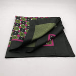 Cruciani & Bella 100% Silk Dark Green ,Pink and White Double Patterned Motif Poket Square Double Faces Made in Italy 33 cm X 33 cm #6150