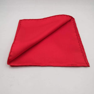 Cruciani & Bella Hand-rolled   100% Silk Red Plain Pocket Square Made in England 32 cm X 32 cm #2636