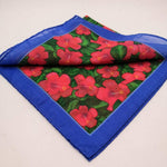 Cruciani & Bella Hand-rolled   Cotton100% Patterned Pocket Square Flower Motif Red,Green and Light Blue Made in Italy 33 cm X 33 cm #0725