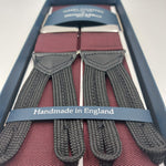 Albert Thurston for Cruciani & Bella Made in England Adjustable Sizing 40 mm Woven Barathea  Wine Plain Color Braces Braid ends Y-Shaped Nickel Fittings Size: XL #6214
