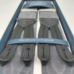 Albert Thurston for Cruciani & Bella Made in England Adjustable Sizing 40 mm Woven Barathea Grey Moirè Plain Color Braces Braid ends Y-Shaped Nickel Fittings Size: XL #6219  