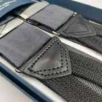 Albert Thurston for Cruciani & Bella Made in England Adjustable Sizing 40 mm Woven Barathea Grey Moirè Plain Color Braces Braid ends Y-Shaped Nickel Fittings Size: XL #6219  