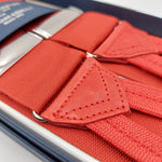 Albert Thurston for Cruciani & Bella Made in England Adjustable Sizing 40 mm Woven Barathea Red Scalet Plain Color Braces Braid ends Y-Shaped Nickel Fittings Size: XL #6221  