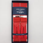 Albert Thurston for Cruciani & Bella Made in England Adjustable Sizing 40 mm Woven Barathea Red Scalet Plain Color Braces Braid ends Y-Shaped Nickel Fittings Size: XL #6221  