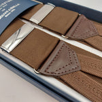 Albert Thurston for Cruciani & Bella Made in England Adjustable Sizing 40 mm Woven Barathea Coffee Plain Color Braces Braid ends Y-Shaped Nickel Fittings Size: XL #6223
