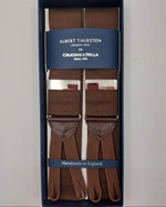 Albert Thurston for Cruciani & Bella Made in England Adjustable Sizing 40 mm Woven Barathea Coffee Plain Color Braces Braid ends Y-Shaped Nickel Fittings Size: XL #6223
