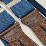 Albert Thurston for Cruciani & Bella Made in England Adjustable Sizing 35 mm Elastic Braces Blu Plain Color Braces Braid ends Y-Shaped Nickel Fittings Size: L #6227