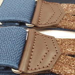 Albert Thurston for Cruciani & Bella Made in England Adjustable Sizing 35 mm Elastic Braces Blu Plain Color Braces Braid ends Y-Shaped Nickel Fittings Size: L #6227