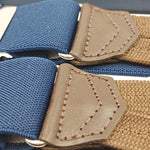 Albert Thurston for Cruciani & Bella Made in England Adjustable Sizing 35 mm Elastic Braces Blu Plain Color Braces Braid ends Y-Shaped Nickel Fittings Size: XL #6228
