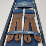 Albert Thurston for Cruciani & Bella Made in England Adjustable Sizing 35 mm Elastic Braces Blu Plain Color Braces Braid ends Y-Shaped Nickel Fittings Size: XL #6228