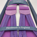 Albert Thurston for Cruciani & Bella Made in England Adjustable Sizing 35 mm Elastic Braces Purple Plain Color Braces Braid ends Y-Shaped Nickel Fittings Size: L #6229