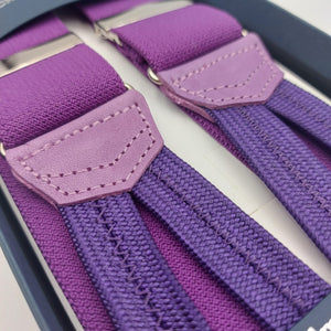 Albert Thurston for Cruciani & Bella Made in England Adjustable Sizing 35 mm Elastic Braces Purple Plain Color Braces Braid ends Y-Shaped Nickel Fittings Size: L #6229