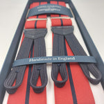 Albert Thurston for Cruciani & Bella Made in England Adjustable Sizing 35 mm Elastic Braces Red and Blue Stripes Braces Braid ends Y-Shaped Nickel Fittings Size: L #6234  