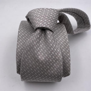 Cruciani & Bella 100% Wowen Silk Self Tipped Motif Light Grey Wowen Tie Handmade in Italy 9 cm x 148 cm New Old Stock #6444