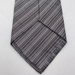 Cruciani & Bella 100% Wowen Silk Self Tipped Striped Grey Wowen Tie Handmade in Italy 9 cm x 148 cm New Old Stock #6446