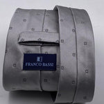 Franco Bassi for Cruciani & Bella 100% Wowen Silk Tipped Motif Light Grey Wowen Tie Handmade in Italy 9 cm x 148 cm New Old Stock #6435