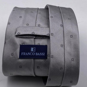 Franco Bassi for Cruciani & Bella 100% Wowen Silk Tipped Motif Light Grey Wowen Tie Handmade in Italy 9 cm x 148 cm New Old Stock #6435