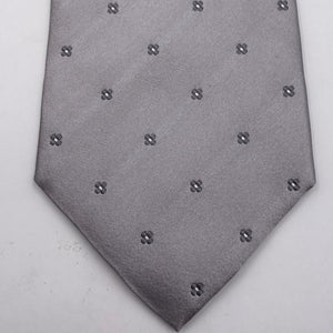 Franco Bassi for Cruciani & Bella 100% Wowen Silk Tipped Motif Light Grey Wowen Tie Handmade in Italy 9 cm x 148 cm New Old Stock #6435