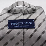 Franco Bassi for Cruciani & Bella 100% Wowen Silk Tipped Motif Light Grey Wowen Tie Handmade in Italy 9 cm x 148 cm New Old Stock #6437