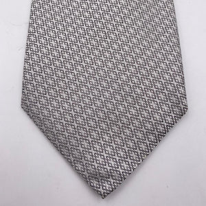 Cruciani & Bella 100% Wowen Silk Self Tipped Motif Light Grey Wowen Tie Handmade in Italy 9 cm x 148 cm New Old Stock #6444