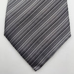 Cruciani & Bella 100% Wowen Silk Self Tipped Striped Grey Wowen Tie Handmade in Italy 9 cm x 148 cm New Old Stock #6446