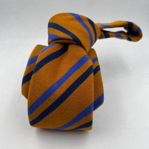 Cruciani & Bella 100% Silk Tipped Orange and Blue Stripes Handmade in Italy 9,5 cm x 148 cm New Old Stock #6468