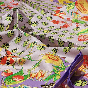 Cruciani & Bella Hand-rolled   100% Silk Pink, Purple Multicolor Atelier Versace Vintage Collection Made in Italy 90 cm X 90 cm #6375 