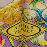 Cruciani & Bella Hand-rolled   100% Silk Pink, Purple Multicolor Atelier Versace Vintage Collection Made in Italy 90 cm X 90 cm #6375 