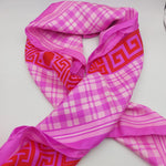 Cruciani & Bella Hand-rolled   100% Silk Pink and Red Atelier Versace Vintage Collection Made in Italy 90 cm X 90 cm #6370