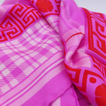 Cruciani & Bella Hand-rolled   100% Silk Pink and Red Atelier Versace Vintage Collection Made in Italy 90 cm X 90 cm #6370