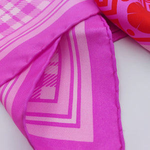 Cruciani & Bella Hand-rolled   100% Silk Pink and Red Atelier Versace Vintage Collection Made in Italy 90 cm X 90 cm #6370