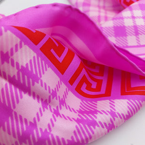 Cruciani & Bella Hand-rolled   100% Silk Pink and Red Atelier Versace Vintage Collection Made in Italy 90 cm X 90 cm #6370