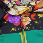 Cruciani & Bella Hand-rolled   100% Silk Dark ,Green and Red Leonard Paris Vintage Collection Made in Italy 90 cm X 90 cm #6376