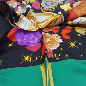 Cruciani & Bella Hand-rolled   100% Silk Dark ,Green and Red Leonard Paris Vintage Collection Made in Italy 90 cm X 90 cm #6376