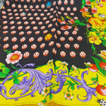 Cruciani & Bella Hand-rolled   100% Silk Dark ,Yellow and Red Atelier Versace Vintage Collection Made in Italy 90 cm X 90 cm #6374