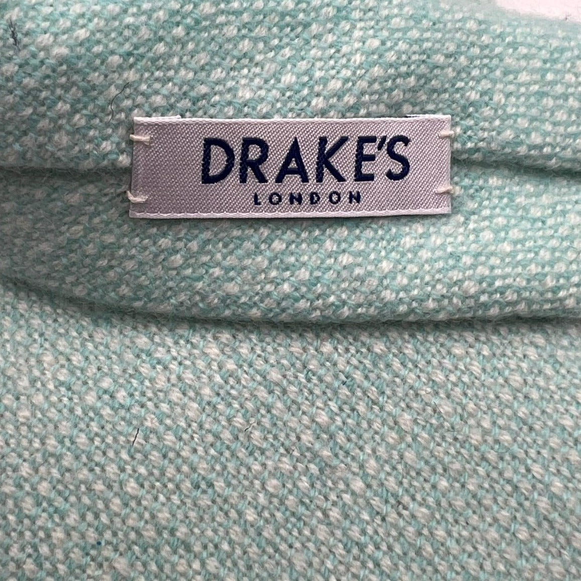 Drake's Vintage 100% Cachemire Tipped Aqua Green Melange Tie Handmade in England 8,5 cm x 149 cm #6482