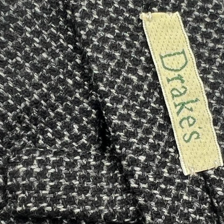 Drake's Vintage 100% Cachemire Tipped Dark Grey and Light Grey Malange Patterned Handmade in England 9 cm x 149 cm #6484