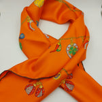 Cruciani & Bella Hand-rolled   100% Silk Lucky Design Orange Multicolor Made in Italy 90 cm X 90 cm #6355 